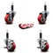 Service Caster 3'' Red Poly Wheel Swivel 1'' Expanding Stem Caster Set 2 Brakes, 4PK SCC-EX20S314-PPUB-RED-2-TLB-2-1 - alternate 4